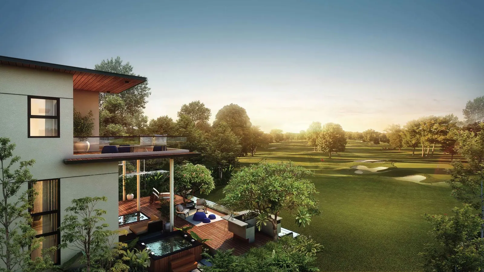 Assetz 18 & Oak: Villa deck overlooking the golf course