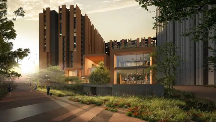 Assetz Canvas & Cove: Towers and landscaped walkway