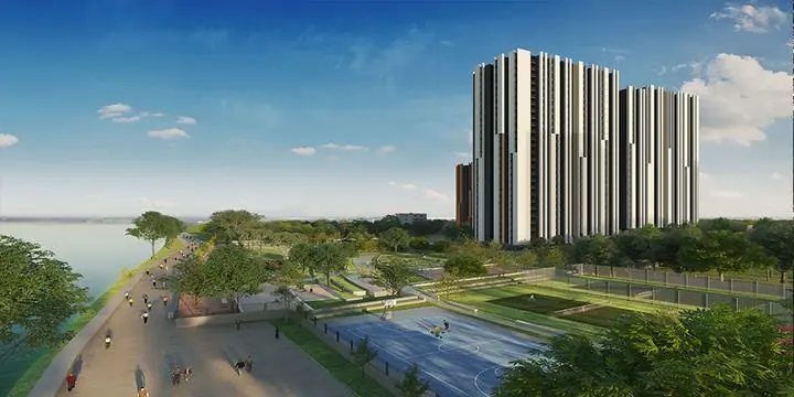 Assetz Canvas & Cove: Lakefront promenade and sports court