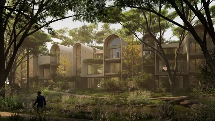Embassy Riverine: Villas from a meandering pathway