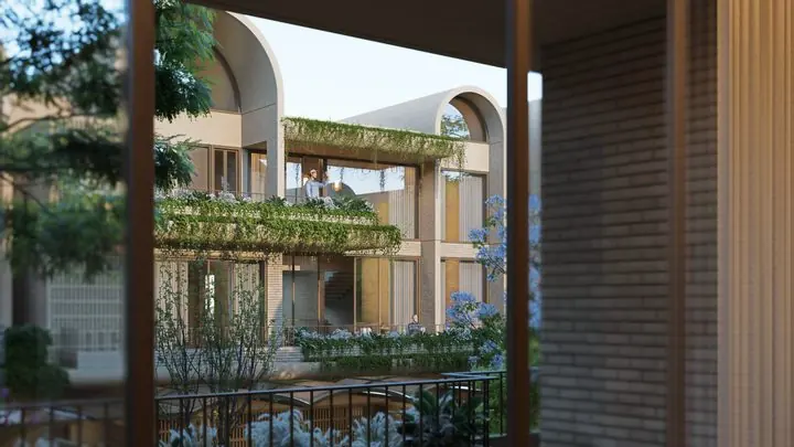 Embassy Riverine: Villa terraces seen from a neighbouring home