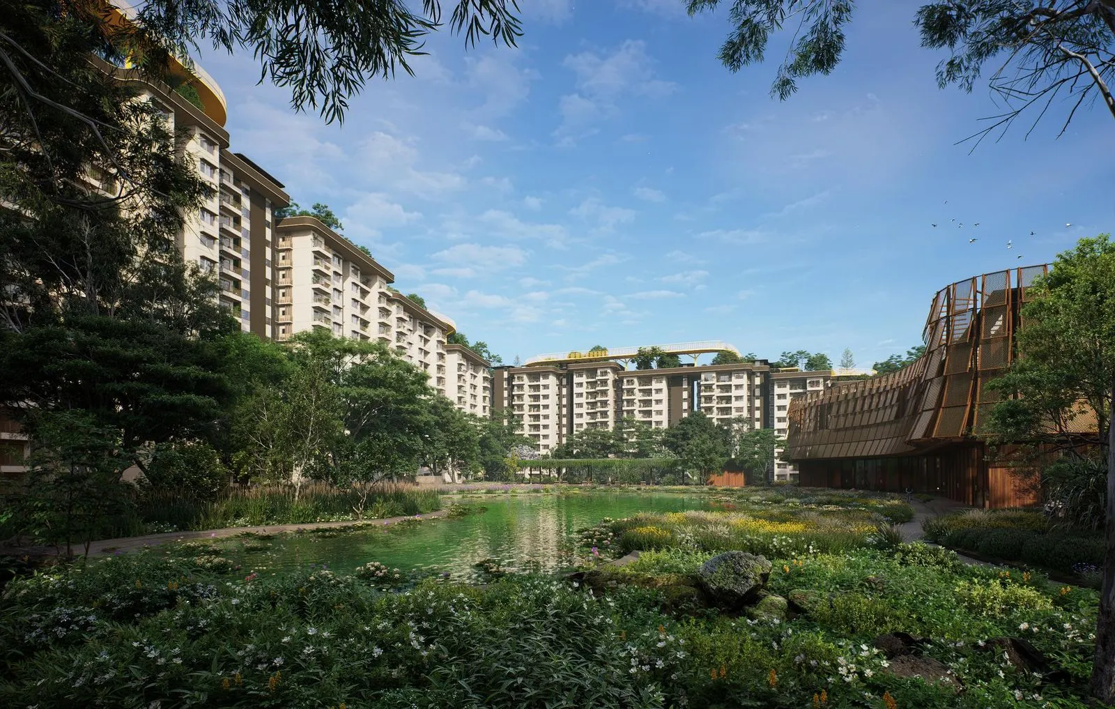 Embassy South Reserve: The towers across the lake