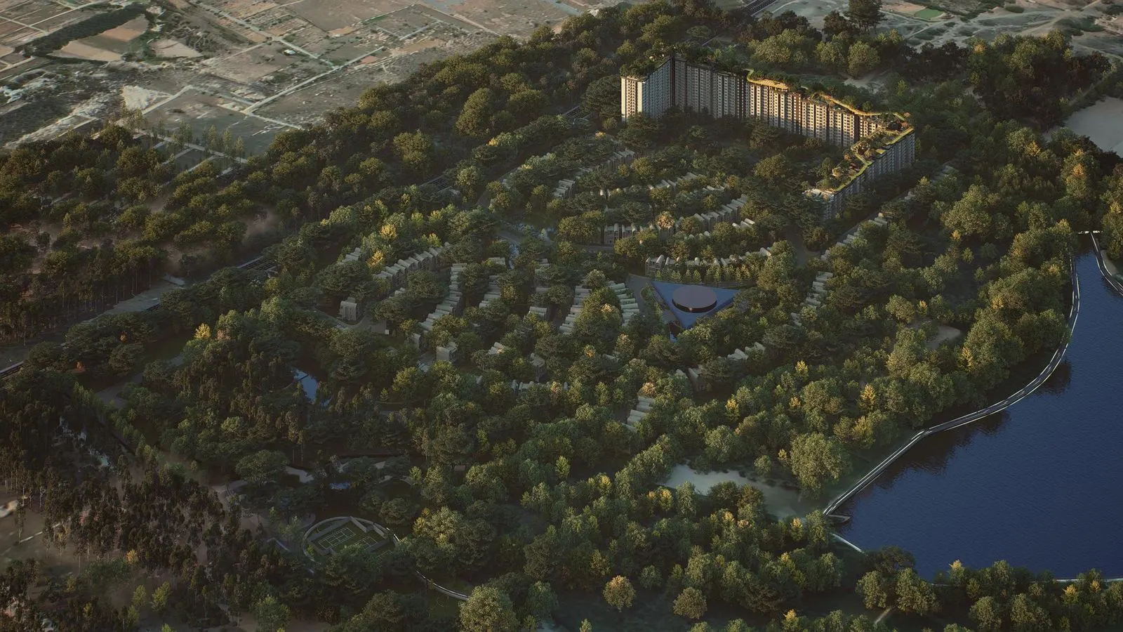 Embassy South Reserve: Aerial view with the rooftop Ribbon