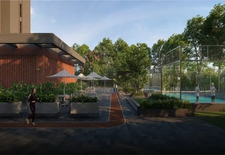 Assetz Muse & Maison: Pool deck and sports court