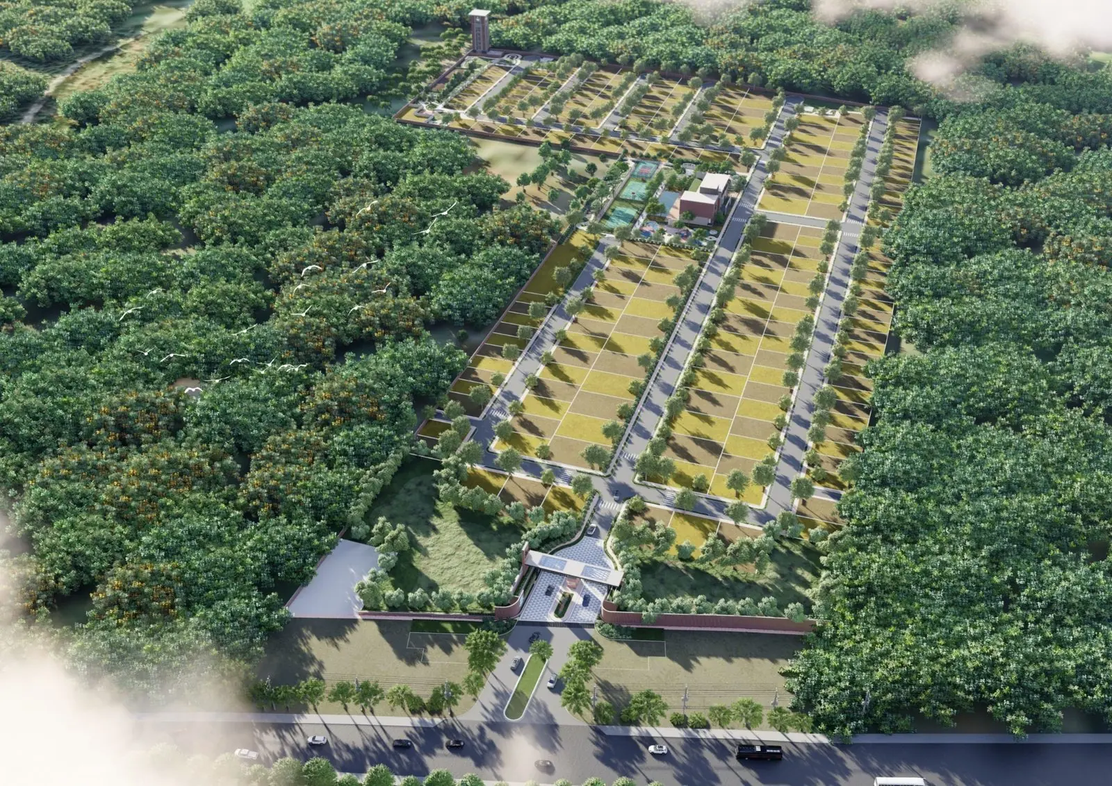 Prestige Crystal Lawns: Aerial view of the layout