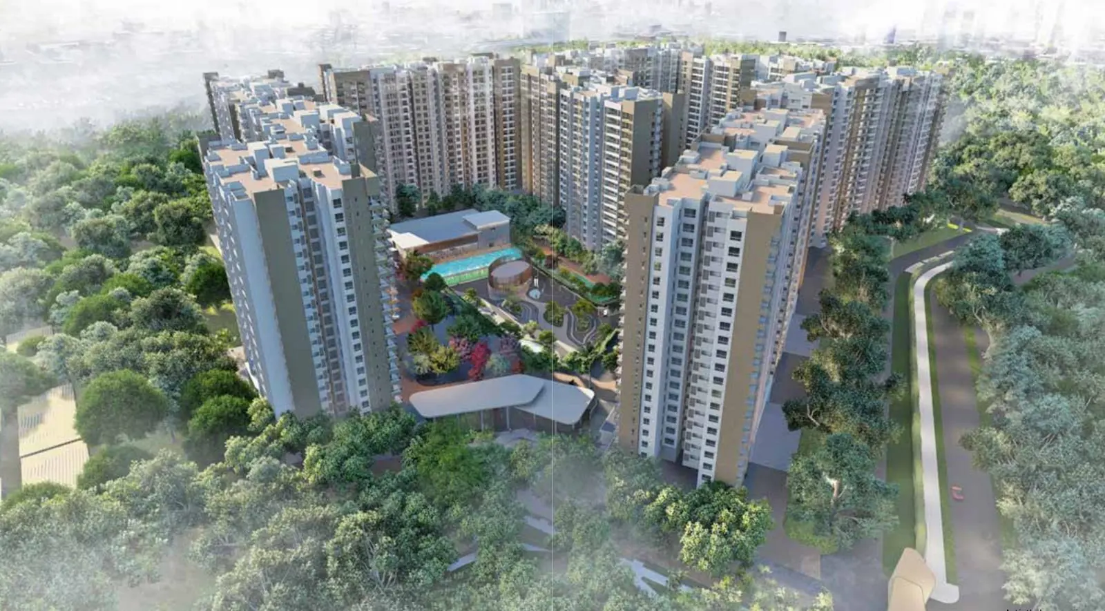 Evergreen at Prestige Raintree Park: Aerial view of the towers