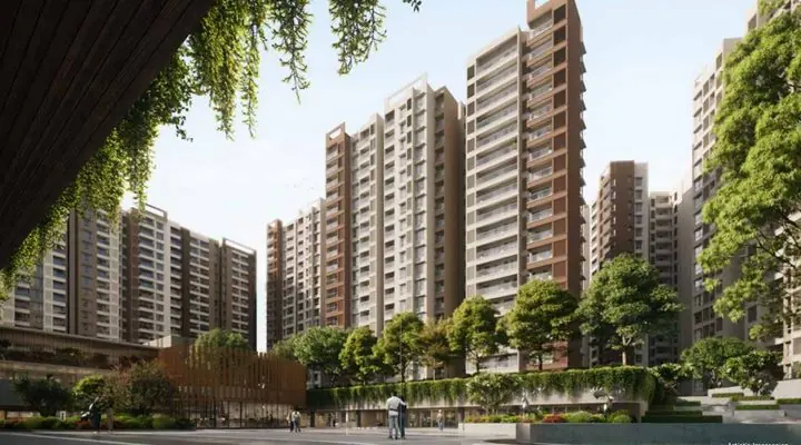 Evergreen at Prestige Raintree Park: Towers from the landscaped approach