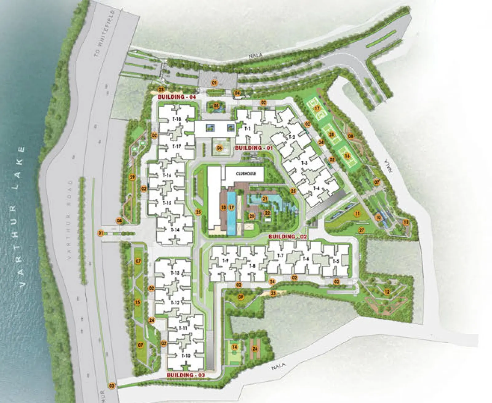 Prestige Raintree Park: Master plan beside Varthur Lake